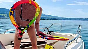 i wash the boat in thong swimsuit on summer holiday