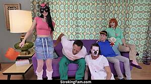 Family guy fuck fest with Alex Coal Johnny Castle riding cowgirl on big ass petite teen