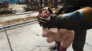 Mutant dominates girl in stockings doggystyle bent over