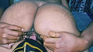 hot desi indian bhabhi gets her hairy pussy licked close up in juicy cunilingus action with big natural tits bouncing!