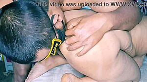 hot desi indian bhabhi gets her hairy pussy licked close up in juicy cunilingus action with big natural tits bouncing!