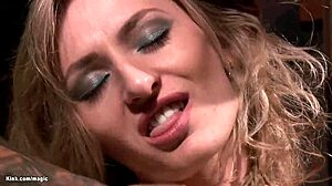 bound in suspension that blond gets fucked hard by monster cock!