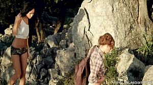 let's get aroused outdoors with fingering and licking as milfs in lesbian action.