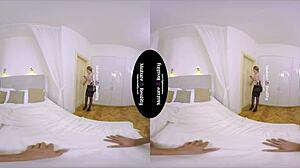 Man, that skinny mature in stockings gives a footjob and rides cowgirl in the hotel room POV