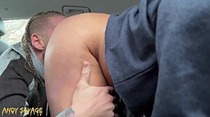 Backseat Car Anal and Throat Creampie Action!