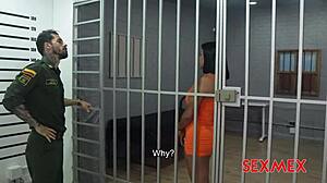 Sexmex Presents Sex Behind Bars With Colombian Latina Camila Costa In Quickie Blowjob