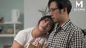 College girl rides mature tutor in doggystyle on bed