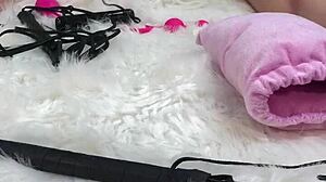 I oiled her body amazingly then slammed glass dildo hard into her wet pussy and tight asshole until she screamed.