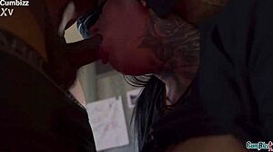 black guy with huge bbc bends over milf for doggystyle pounding while she licks balls/ his massive cock enters her from behind with rough thrusts