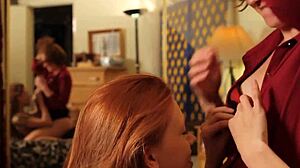 two tattooed redhead sluts jodi taylor and pepper kester dive into real lesbian pussy licking