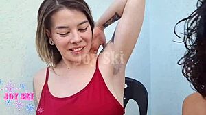 my step sister shaved my armpits and it got me so turned on with lesbian kissing.