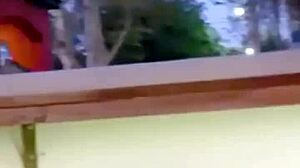 This petite 18+ teen college girl sparked a scandal with her bold exhibitionism in the public park