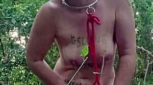 Esclave f turns into a naughty 18+ little bitch in bondage play outdoors 😈🔗