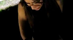 This petite 18+ teen college girl sparked a scandal with her bold exhibitionism in the public park