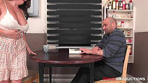 Watch Out! Rick Hard Pounds Busty Milf Autumn's Tight Pussy in Kitchen Choking Action!