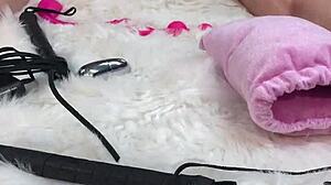 I oiled her body amazingly then slammed glass dildo hard into her wet pussy and tight asshole until she screamed.