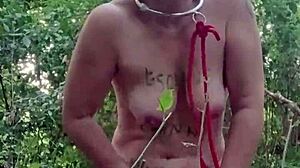 Esclave f turns into a naughty 18+ little bitch in bondage play outdoors 😈🔗