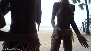 Three African Tribe Witches With Big Natural Tits And Skinny Bodies Dance In Emotional Rain Ritual