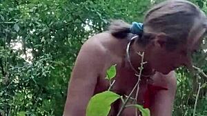 Esclave f turns into a naughty 18+ little bitch in bondage play outdoors 😈🔗