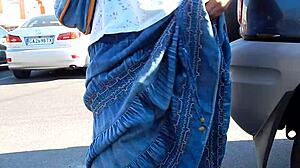 hairy beaver flashes subtly under skirt in busy shop