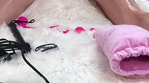 I oiled her body amazingly then slammed glass dildo hard into her wet pussy and tight asshole until she screamed.