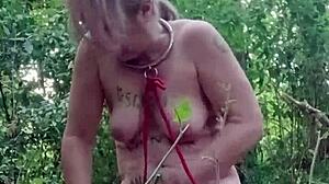 Esclave f turns into a naughty 18+ little bitch in bondage play outdoors 😈🔗