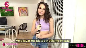 Teen Stepsister Stuck In Washing Machine During Taboo Fetish Encounter With Subtitles In Spanish