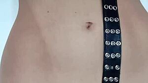 i'm punishing myself a little with a belt on my pussy and tits