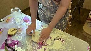 Instead of Cooking Couple Goes for Rough Missionary Fuck and Cumcake in Kitchen She Devours It