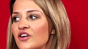 bigtitted british babe in stockings gives blowjob then takes messy facial cumshot