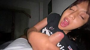 My stepsister rides me with her white thong on!