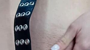 i'm punishing myself a little with a belt on my pussy and tits