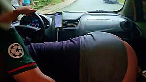 Sucking in Car on Medellin Streets, Milf Deisyyeraldine Swallows Uber Driver Cum