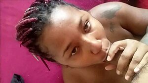 Ebony teen sucks big cock for squirting orgasm