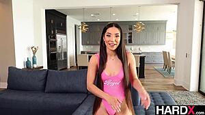 hot latina madison wilde feels intense passion as petite pussy gets rammed sideways on hardx