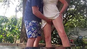 Why does mutual masturbation with stepsis outdoors end in cum on pussy?