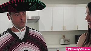 step dad and step son, let's stuff alyx star her pinata together with step sister and step daughter.