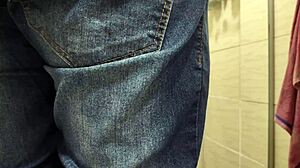 Horny wife teases chubby electrician and fucks bareback in shower hidden from husband.