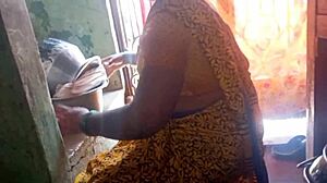 Desi bhabhi engages in homemade sex while cooking in kitchen with husband