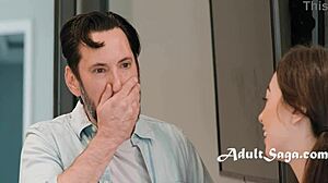 Slumber Party Cutie Caught Besties Stepdad Fapping To Her Big Tits!