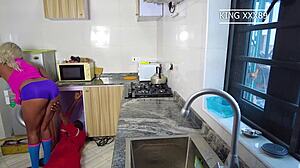 housewife seduces plumber for kitchen doggystyle sex!