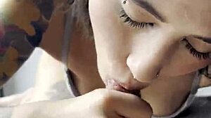 Blowjob For Cuckold With Cum In Mouth