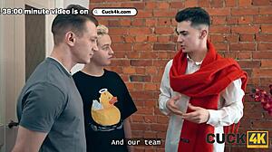 so this caring husband sets up russian double penetration threesome for wife with mmf group. he watches her in all holes during interview.