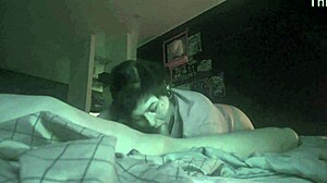 Spy webcam catches blowjob leading to cumshot