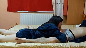 Hot Young 18+ Couple Passionately Fuck in Bedroom with Creampie Moans