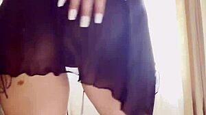 blonde shows sexy body with big natural tits and big ass in lingerie