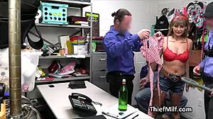 Why does busty milf thief get back office gangbang from police