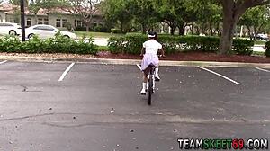 Tiny ebony ho gets cum faced after hardcore big cock blowjob and doggystyle