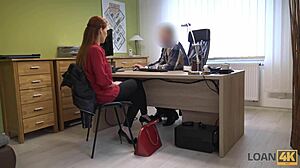 needing money this curvy redhead charmer bends over for doggystyle sex for cash