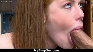 foreign national teen caught shoplifting gets tight pussy fucked doggystyle by officer in office